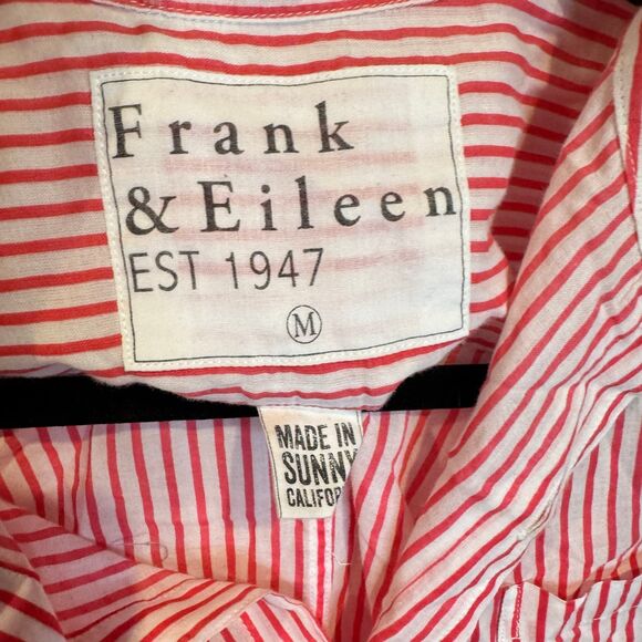 Frank & Eileen Relaxed Button Striped Shirt Cotton Pink and White Size Medium - Picture 4 of 5